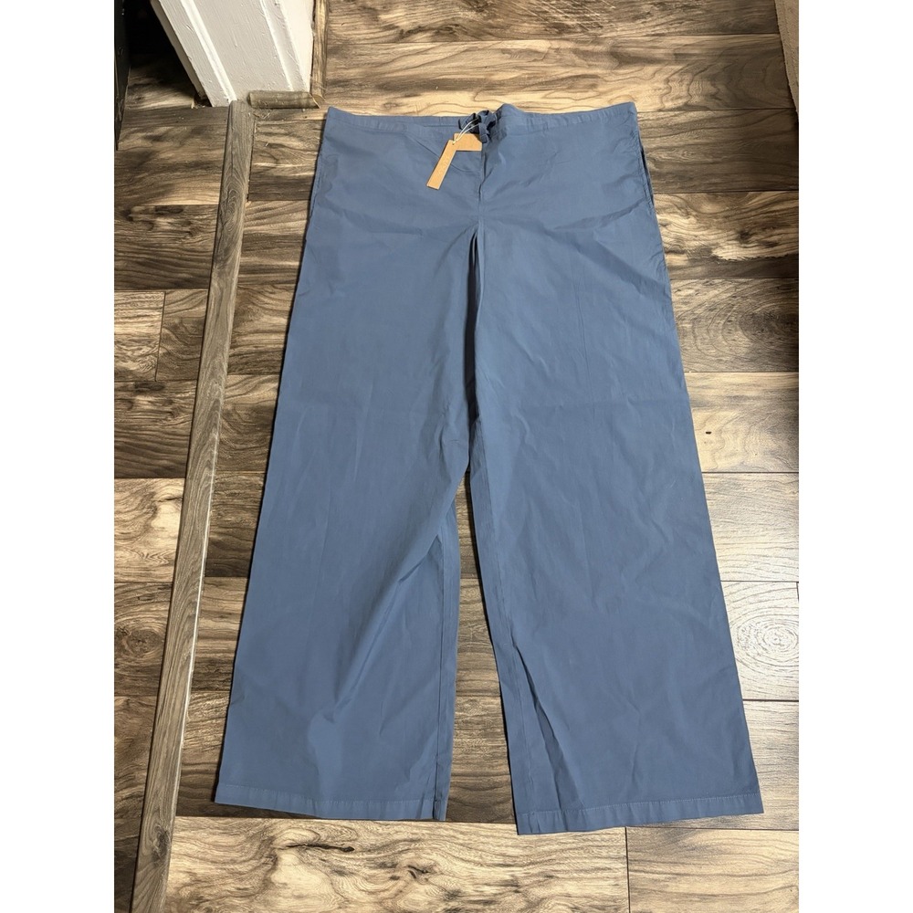Skims Cotton Poplin Wide Leg Pants Size Medium Harbor Blue NWT 718